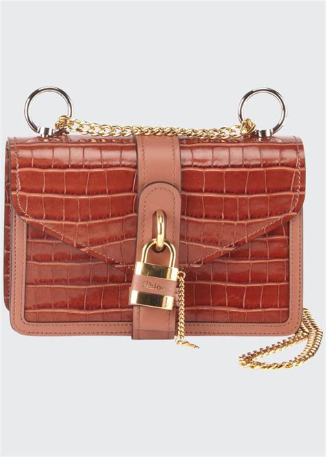 Chloe Aby Croco Chain Shoulder Bag 